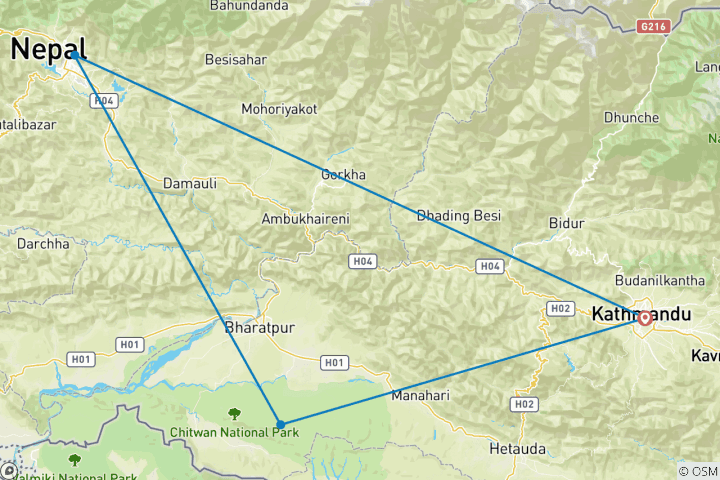 Map of Walking the Annapurna Foothills