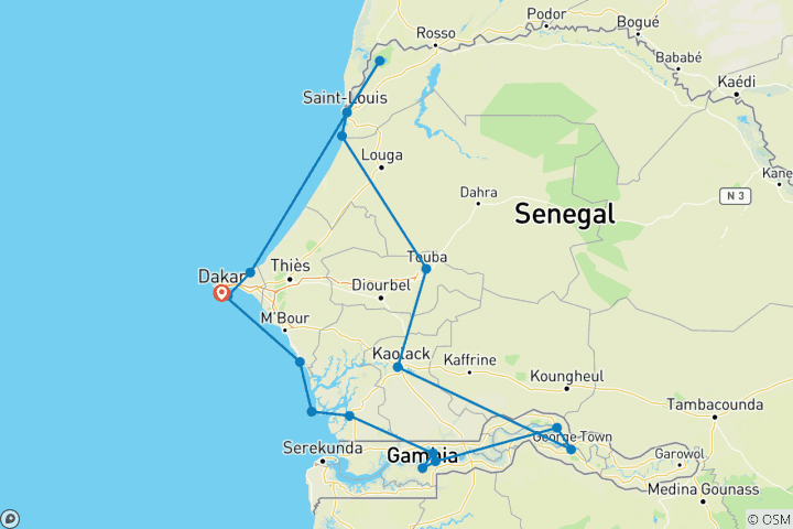 Map of Senegal and The Gambia