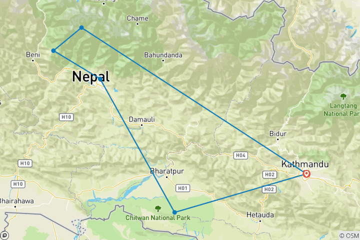 Map of Annapurna Panorama - 13 days