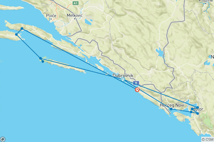 Map of Walking Montenegro and the Croatian Islands