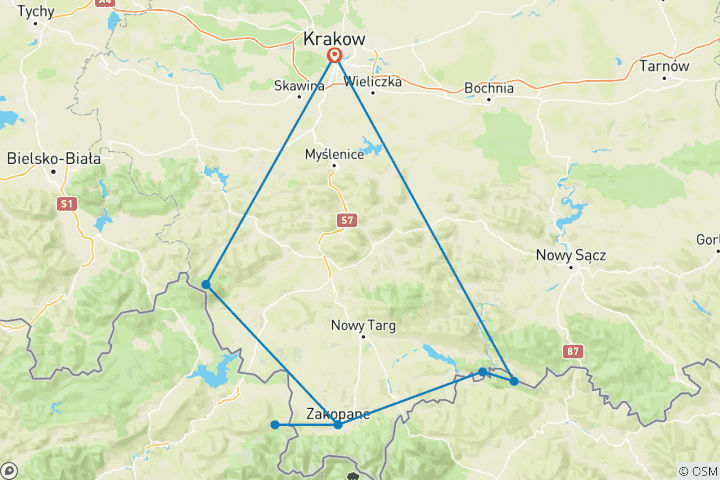 Map of Hiking in the Polish Carpathians