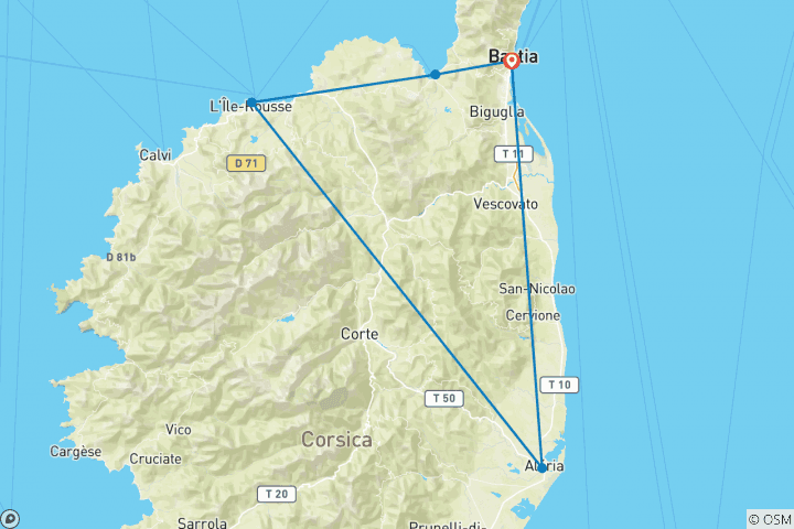 Map of Cycling Corsica