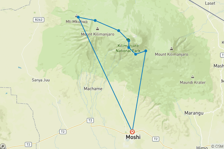 Map of 8-Day Kilimanjaro Lemosho Route – Perfect for Beginners and Nature Lovers