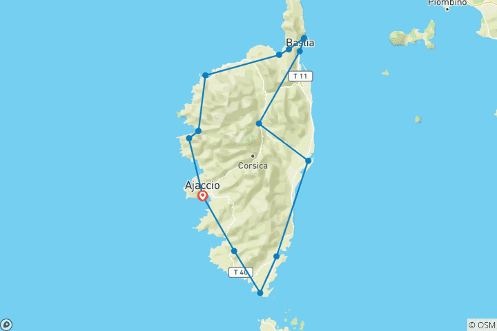 Carte du circuit Grand circuit en Corse - marche et randonnée