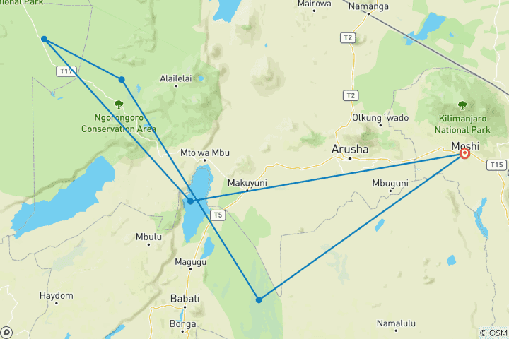 Map of Explore the northern Tanzania 6 days