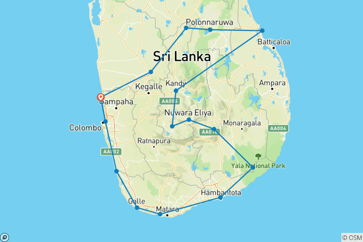 Karte von Prächtiger Urlaub in Sri Lanka