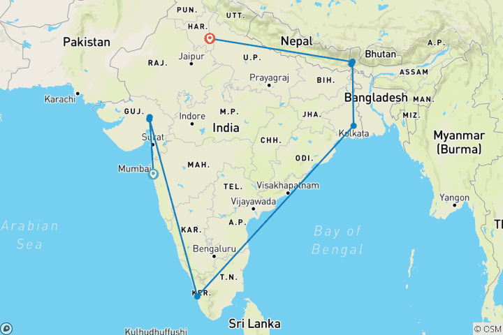 Kaart van India Museums Tour