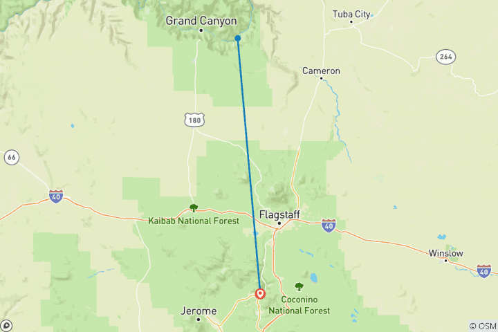 Map of Grand Canyon and Sedona Tour