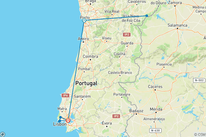 Mapa de Portugal en tren alta velocidad