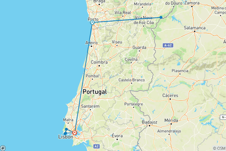 Carte du circuit Le Portugal en train à grande vitesse