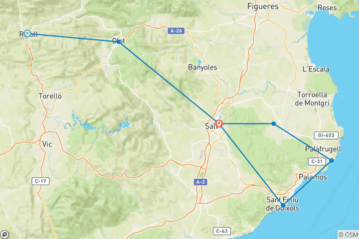 Map of Best of Catalonia Cycling Holiday (Easy to Moderate)