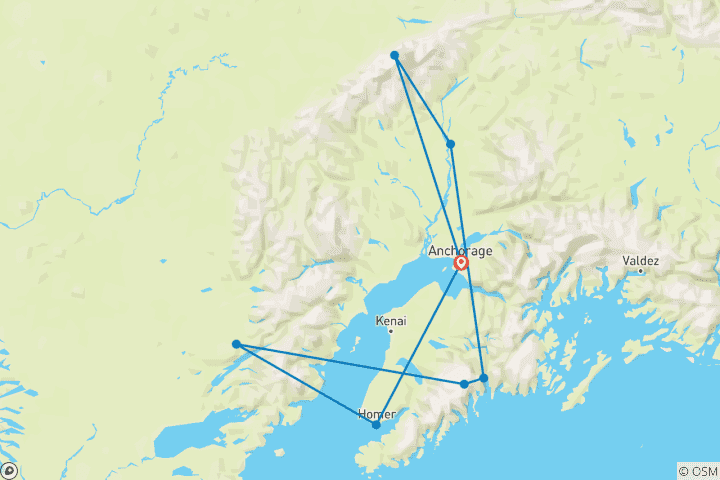 Map of Alaska: Ocean Wildlife to Interior Wilderness Adventure - 9 Days