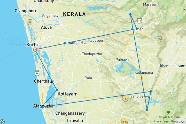 Karte von Das Beste aus Kerala