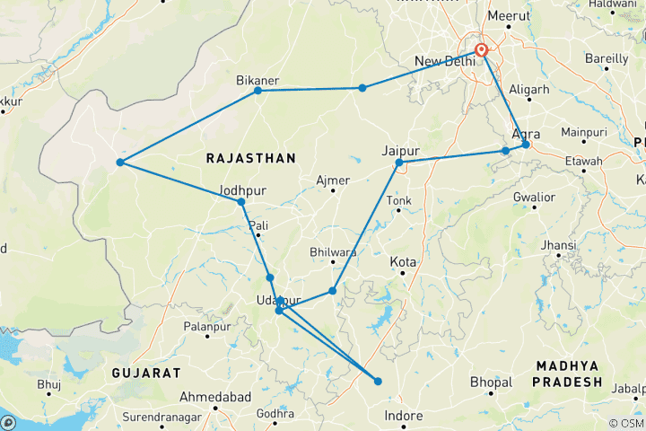 Carte du circuit Le meilleur du Rajasthan