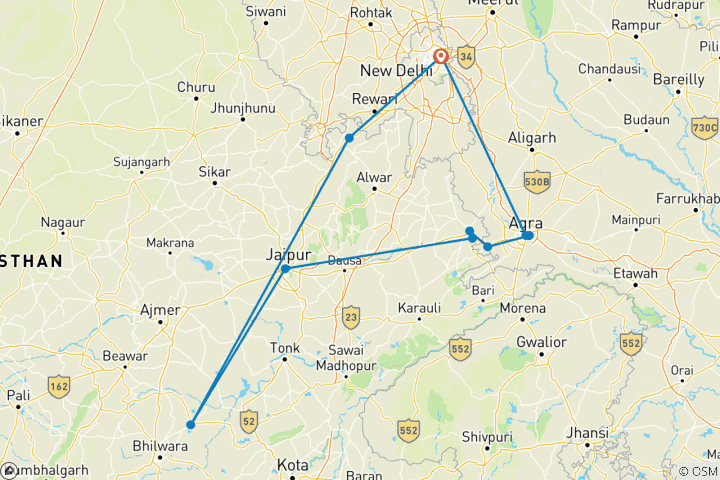 Karte von Goldenes Dreieck Rundreise (inkl. Nepal)