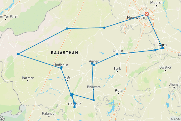 Karte von Erbe Rajasthans