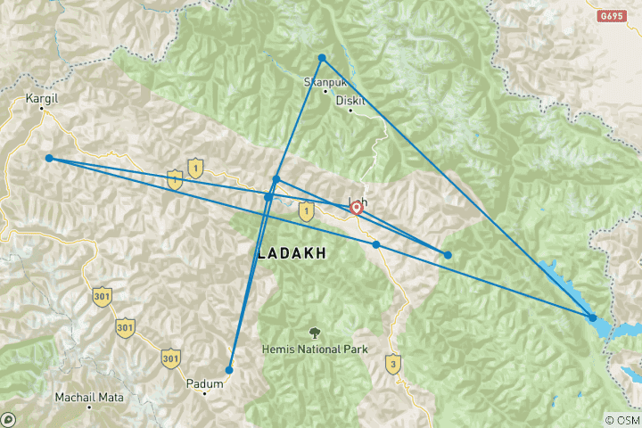 Map of Leh Ladakh - Best of Tibet Experience