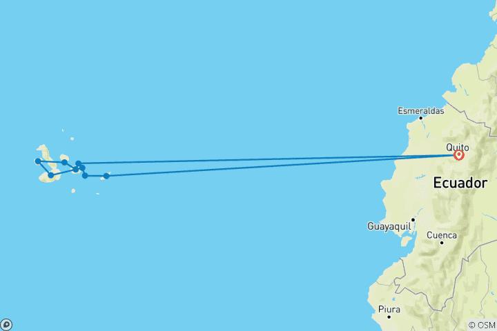 Kaart van Galápagos - Oostelijke, centrale en westelijke eilanden aan boord van de Eden