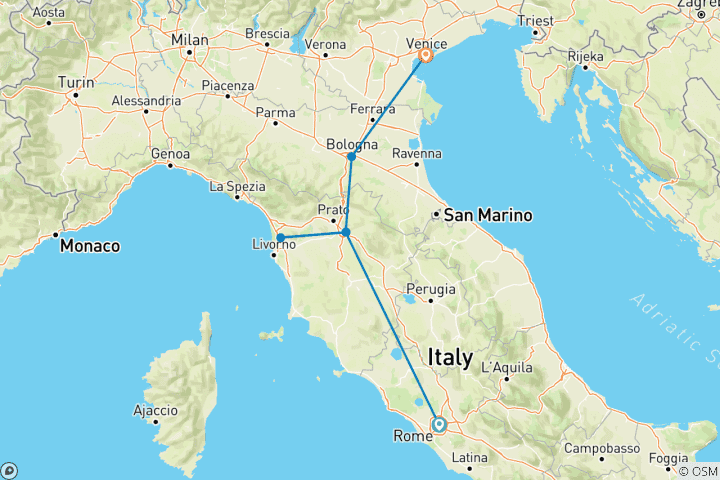 Map of Highlights of Italy in Winter