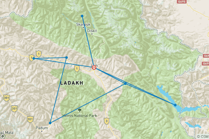 Map of Beautiful Ladakh