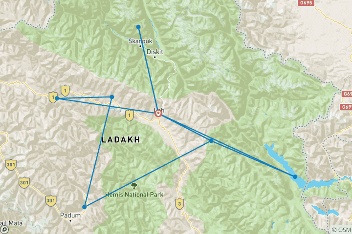 Map of Beautiful Ladakh