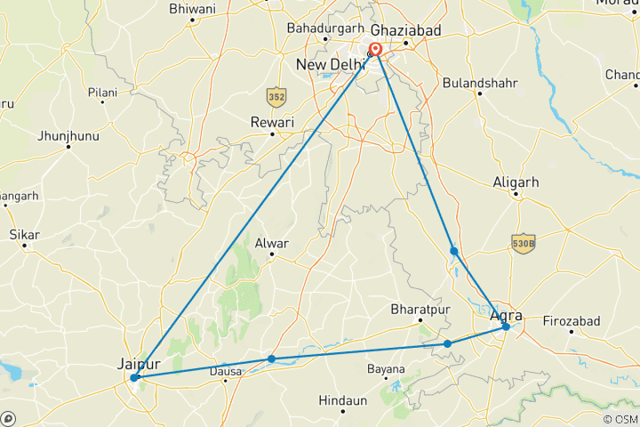 Map of Magic of Taj Mahal & Krishna - Golden Triangle with Vrindavan !!