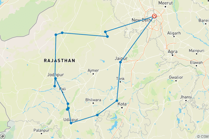 Kaart van Culturele rondreis in Rajasthan