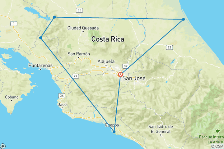 Mapa de Paquete Costa Rica en su máximo esplendor