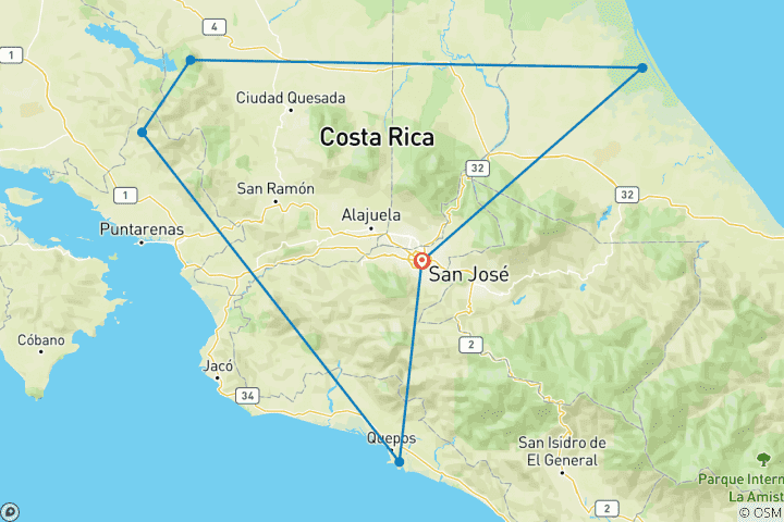 Map of Costa Rica at its Best Package