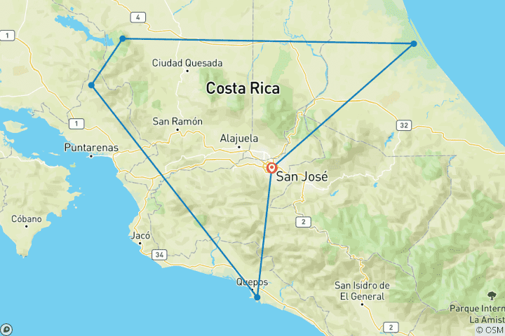 Mapa de Paquete Costa Rica en su máximo esplendor