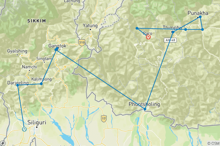 Kaart van Himalaya Odyssee Tour