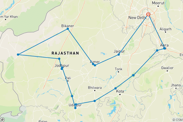 Map of Women's Special North India Tour