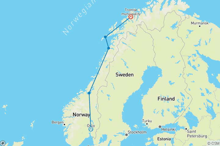 Carte du circuit Exploration de la Norvège du Nord