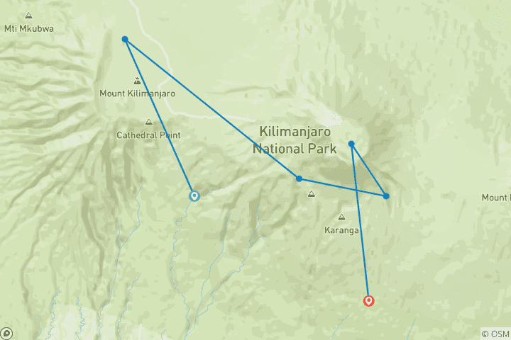 Map of 6 Days Machame Route Kilimanjaro Climb