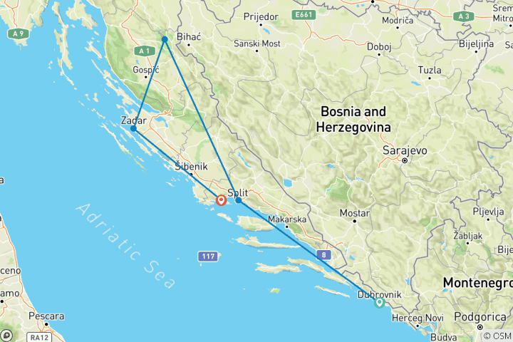 Map of Highlights of Croatia