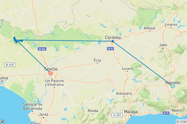 Carte du circuit Les points forts de l'Andalousie