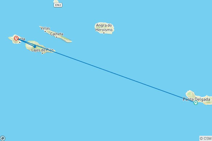 Mapa de Lo más destacado de las Azores (from Ponta Delgada to Isla de Faial)