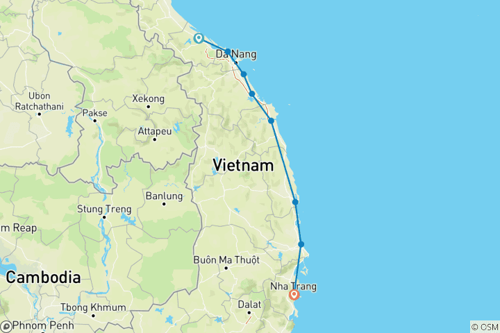 Carte du circuit Enthralling Coastal Vietnam Bike Tour - en anglais