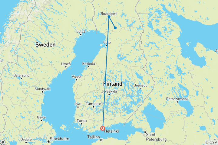 Map of Lapland 7 days in Santa Claus Town on the Arctic Circle!