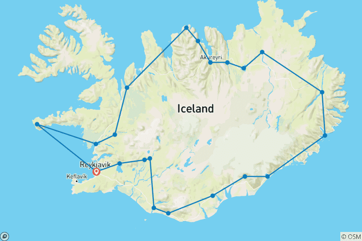 Kaart van De ultieme hoogtepunten van IJsland - 8 dagen