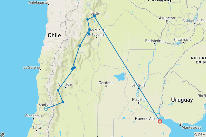 Map of Wine and Landscapes of Argentina's Northwest