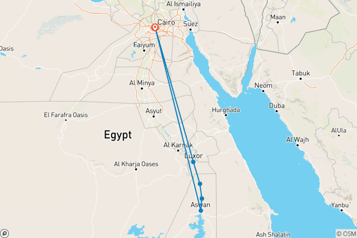 Map of 10 Day Egypt Experience (Grand Egyptian Museum Special)
