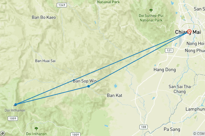 Map of Tuk Tuk and Hill Tribe Adventure - 3 Days
