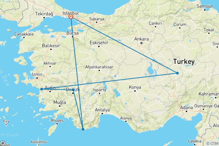 Carte du circuit Vacances en famille en Turquie