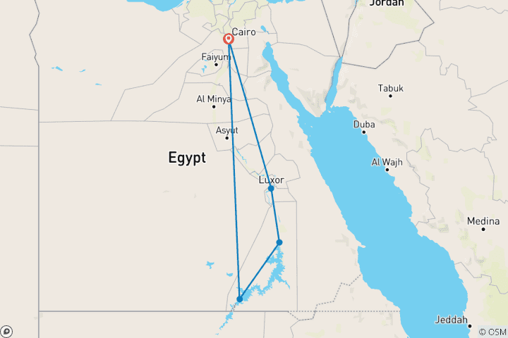 Karte von Ägypten Entdeckerreise mit Kairo, Luxor, Assuan & Abu Simbel