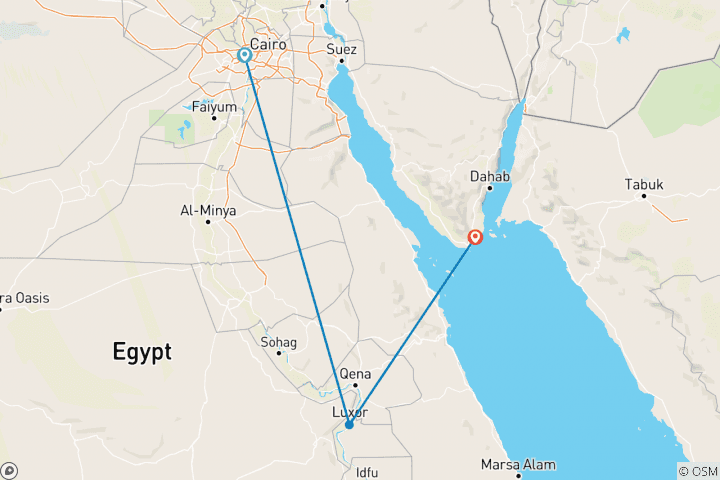 Mapa de 8 días el Cairo, Luxor y Sharm el Sheij