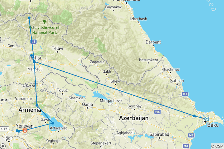 Carte du circuit Circuit en Azerbaïdjan, Géorgie et Arménie - 7 jours