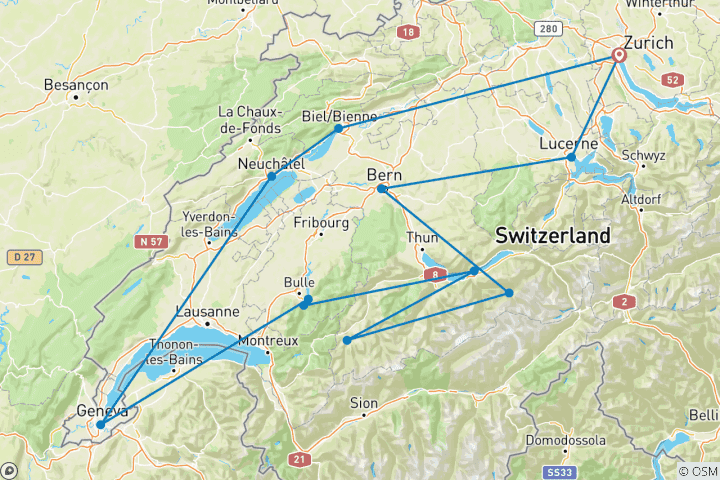 Map of Spectacular Switzerland