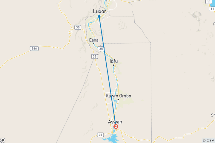 Carte du circuit Au départ d'Assouan - Croisière sur le Nil avec visites guidées et gratuite - Temple Abu Simber - 7 jours/6 nuits