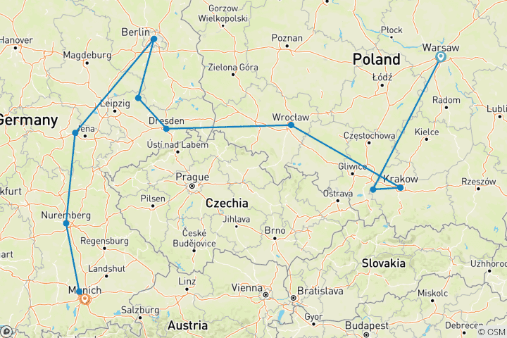 Carte du circuit Pologne, Allemagne de l'Est et Seconde Guerre mondiale